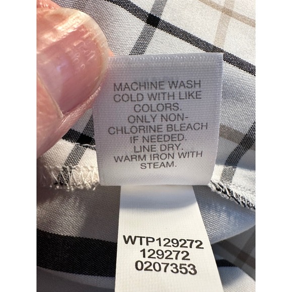 J. Jill Long Sleeve Shirt Size XL Petite Black‎ White Tan Windowpane Plaid NEW - Picture 10 of 10
